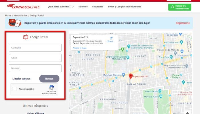 Cómo saber mi Código Postal de Chile