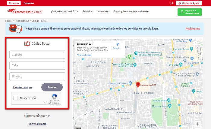 Cómo saber mi Código Postal de Chile